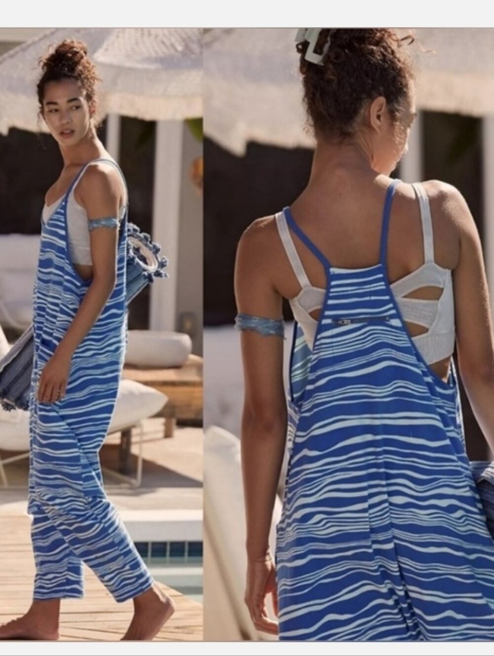 Free People Hot Shot Onesie Blue Wave Combo
